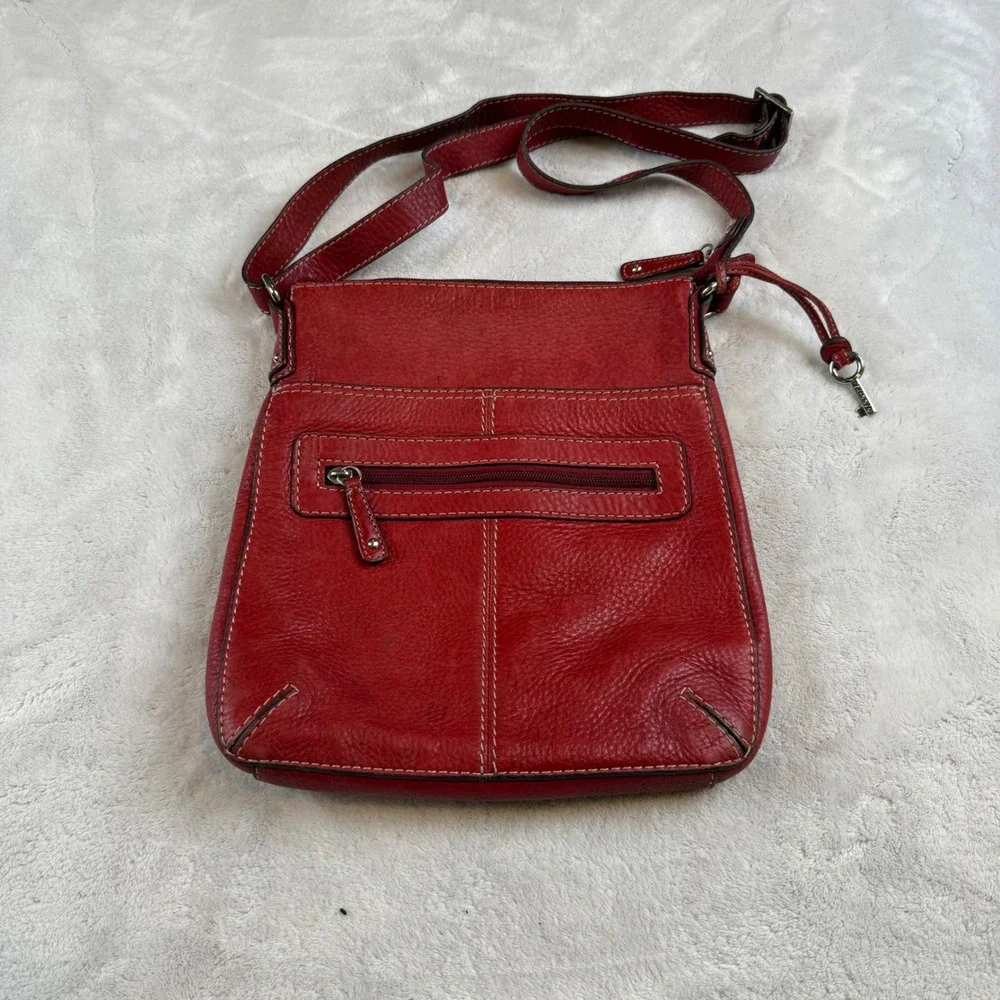 Fossil Red‎ Pebbled Leather Crossbody Bag ZB032 Small Messenger Purse